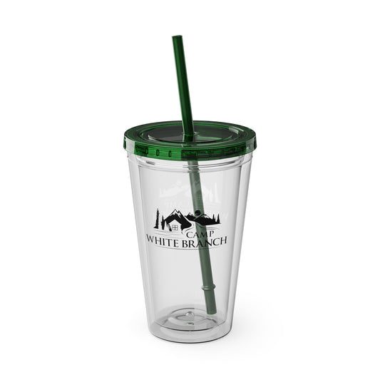 Camp White Branch Tumbler with Straw, 16oz
